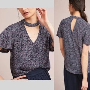 ANTHROPOLOGIE Top Maeve Bella Floral Choker Ditsy Print Blouse